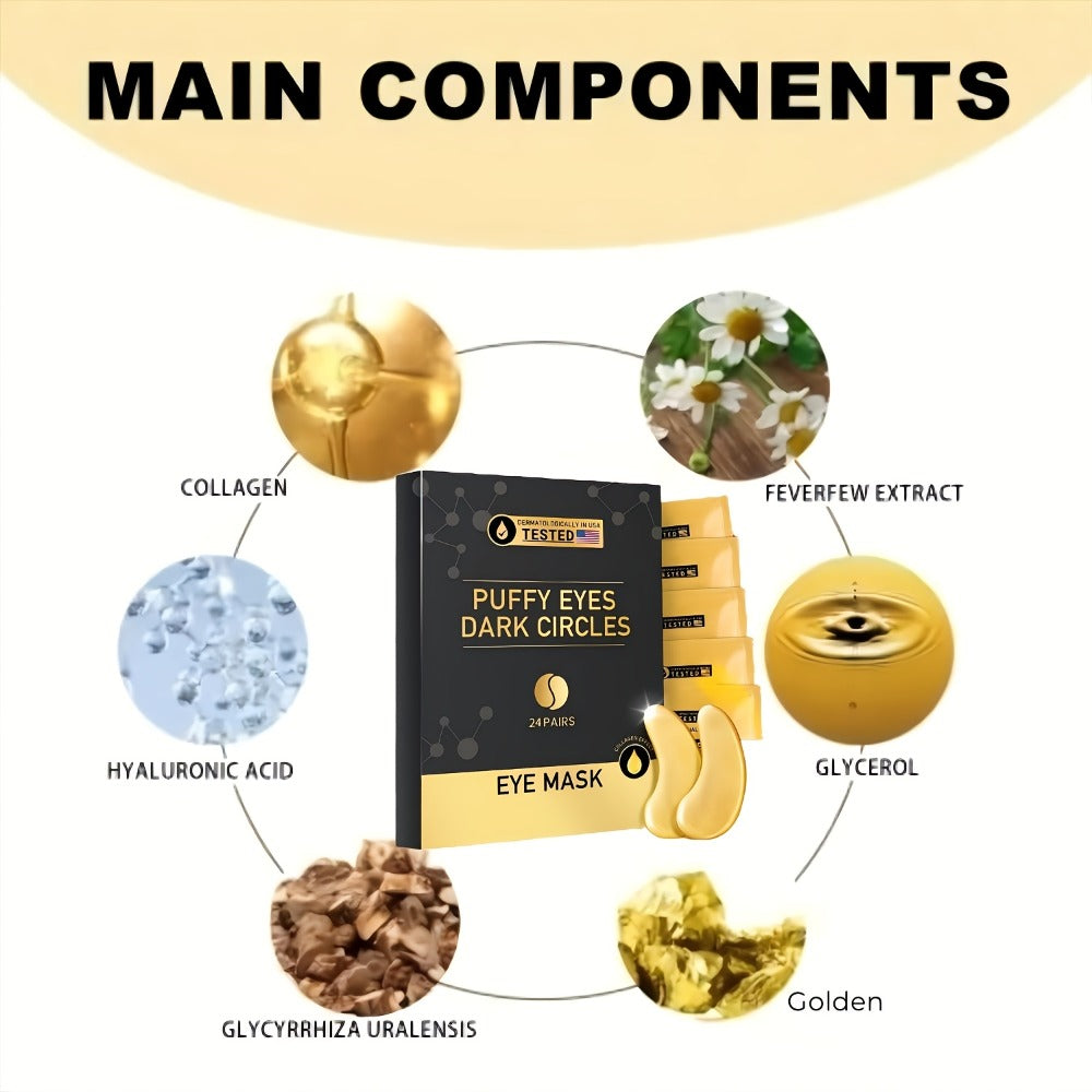 Under Eye Patches 24 Pairs Gold Collagen Eye Masks ¨C Reduces Dark Circles, Puffiness & Fine Lines, Hydrating Under Eye Mask for Rejuvenated, Youthful Skin