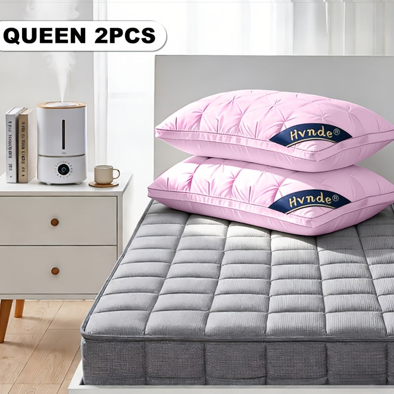 Luxury Hotel Pillows 2-Pack | King & Queen Size, Hypoallergenic Polyester Fill, Soft Satin Cover, Deep Sleep Neck Support, All-Season Non-Sinking Pillow Core, Boho Modern Design
