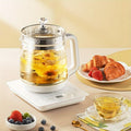 Multifunctional Electric Kettle 1.8L ¨C Thick Glass Health Kettle with 18 Smart Functions, Boil Water, Make Coffee, Cook Porridge & Steam Eggs, Removable Filter, Tea Set Included, US Plug ¨C White