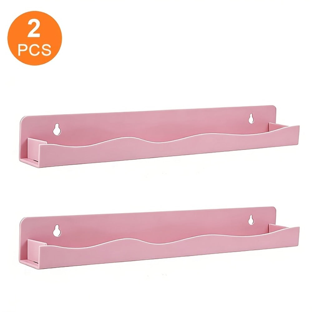 Iridescent Acrylic Floating Shelves Wall Mounted ¨C Colorful Rainbow Storage Rack for Nail Polish, Cosmetics & Sundries, Art Deco Style Bathroom & Bedroom Shelf, 2 or 4 Pack (Pink / Macaron / Clear)