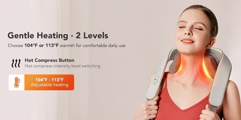 Wearable Neck & Shoulder Massager with Heat ¨C 6D Bionic Hand Kneading Trapezius Massager, 9 Modes 3 Intensities 40-45¡ãC Heat, Hands-Free Deep Tissue Massage for Home & Office, Gift for Women Men Mom