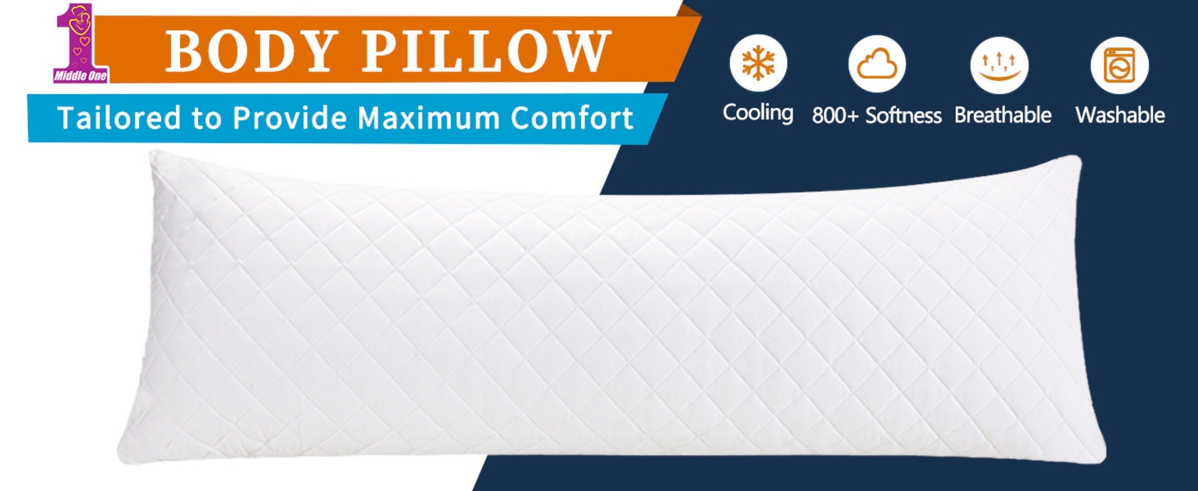 Body Pillow 20x54 Inch Cooling Memory Foam ¨C Full Body Pillow for Adults Side Sleepers, Firm Long Sleeping Pillow for Stomach Back Support, Pregnancy Pillow, Washable Cover, Grey White Pink