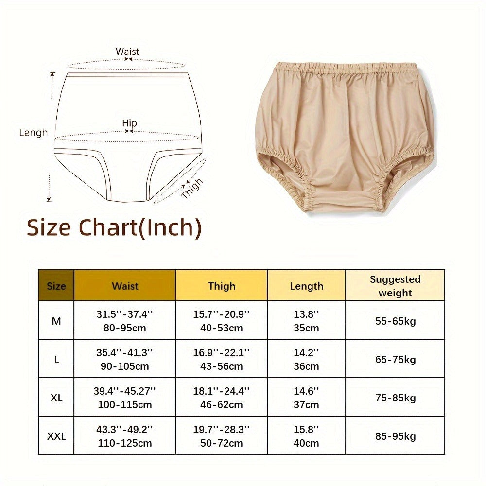Adult Diaper Cover Waterproof Reusable Incontinence Pants ¨C Noiseless Soft Nylon Pull-On Leak Protection Underwear for Day & Night, Sizes S-4XL