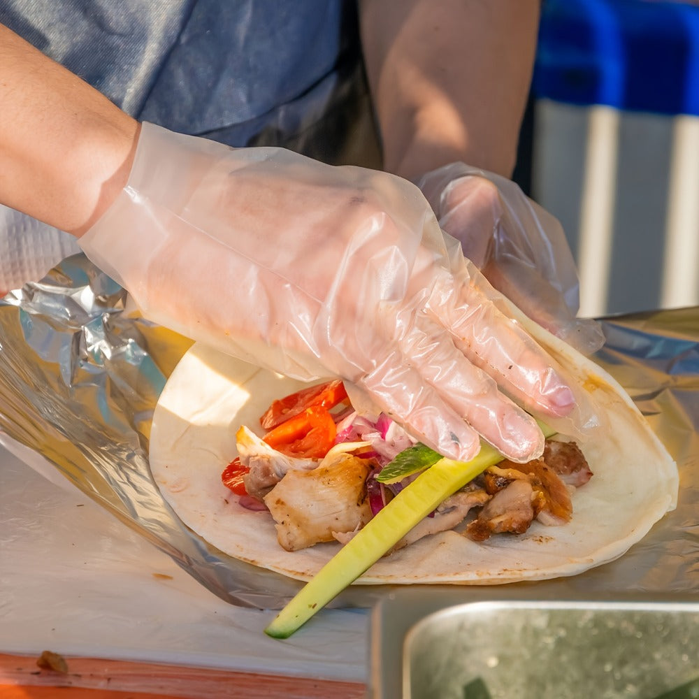 Clear Poly Disposable Gloves 200/1000PCS Oil Resistant Food Safe Cooking Cleaning Gloves S M XL