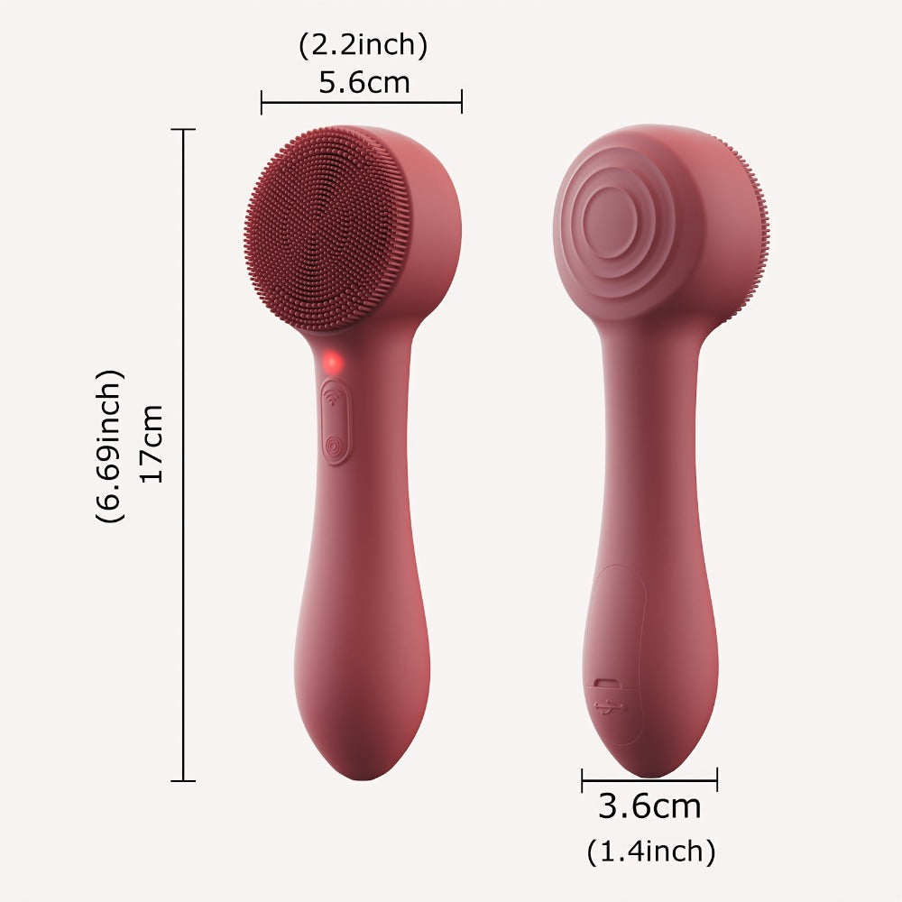 Silicone Facial Cleansing Brush Electric Face Scrubber 12000 Vibrations IPX7 Waterproof USB Rechargeable Heat Massage Deep Pore Cleansing Exfoliator for Sensitive Skin Blue Black Rose Red Pink