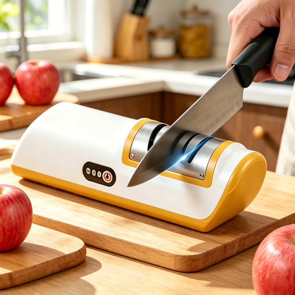 Electric Knife Sharpener USB Rechargeable Professional Knife Grinder & Polisher ¨C Fast Sharpening for Chef Knives, Fruit Knives & Kitchen Blades, Portable Cordless Design for Home & Outdoor Use