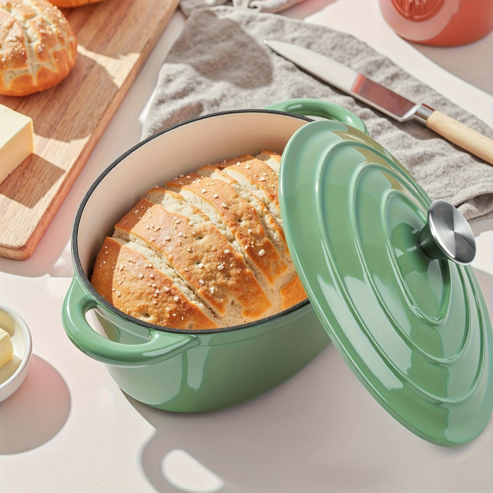 Enameled Cast Iron Dutch Oven 4.5QT with Lid & Dual Handles - Even Heat Distribution, Non-Stick Enamel Interior, for Bread Baking, Slow Cooking, Braising & Roasting, Compatible with All Stovetops & Oven