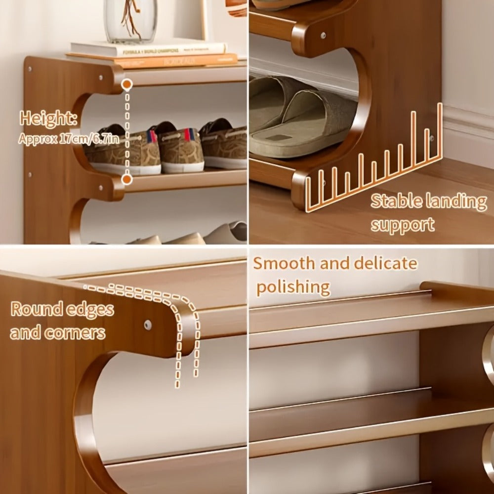 3/5/6-Tier Shoe Rack, Wood Grain Finish, Multi-Layer Freestanding Shoe Storage Organizer for Entryway, Hallway & Dorm Room, Easy Assembly, Space-Saving Design, Brown