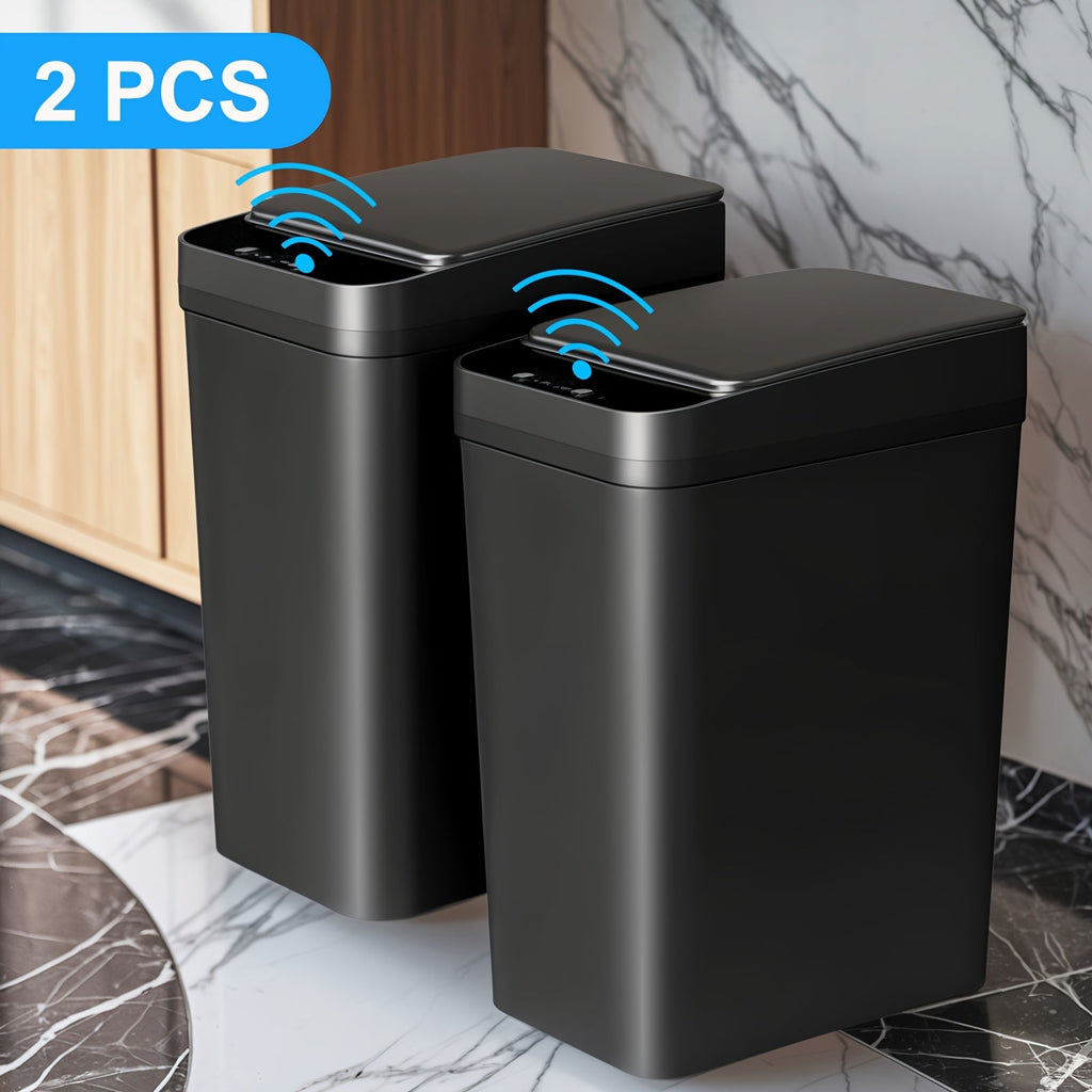 Motion Sensor Trash Can 2 Pack Touchless Automatic 4.2 Gal and 2.6 Gal with Lids Narrow Electric Garbage Bin for Bathroom Bedroom Office