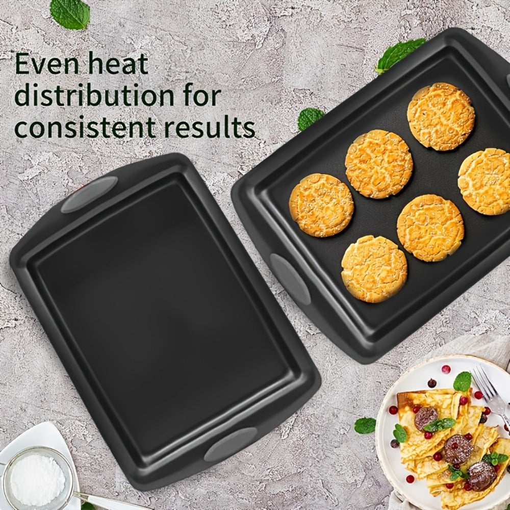 Nonstick Baking Sheet Set with Silicone Handles, Carbon Steel Cookie Sheet Pan Set in Assorted Sizes, Stackable Bakeware for Baking Roasting, Heavy Duty Oven Pans with Orange Handles, 2-Piece or 6-Piece