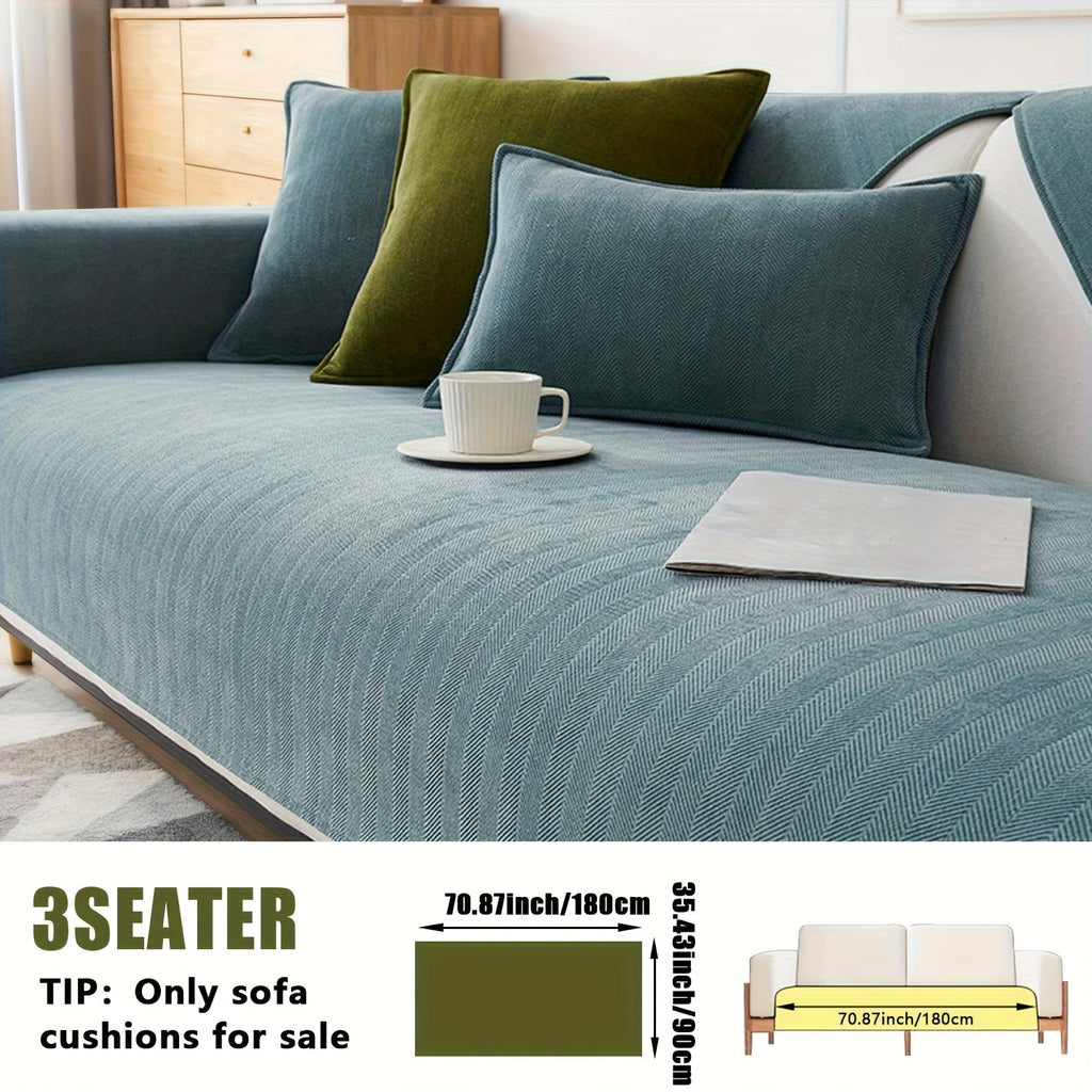 Chenille Ribbed Sofa Cover - Pet Friendly Non-Slip Machine Washable Soft Stretch Slipcover for 1-4 Seater Sectional Sofa Living Room Bedroom Office, 9 Colors