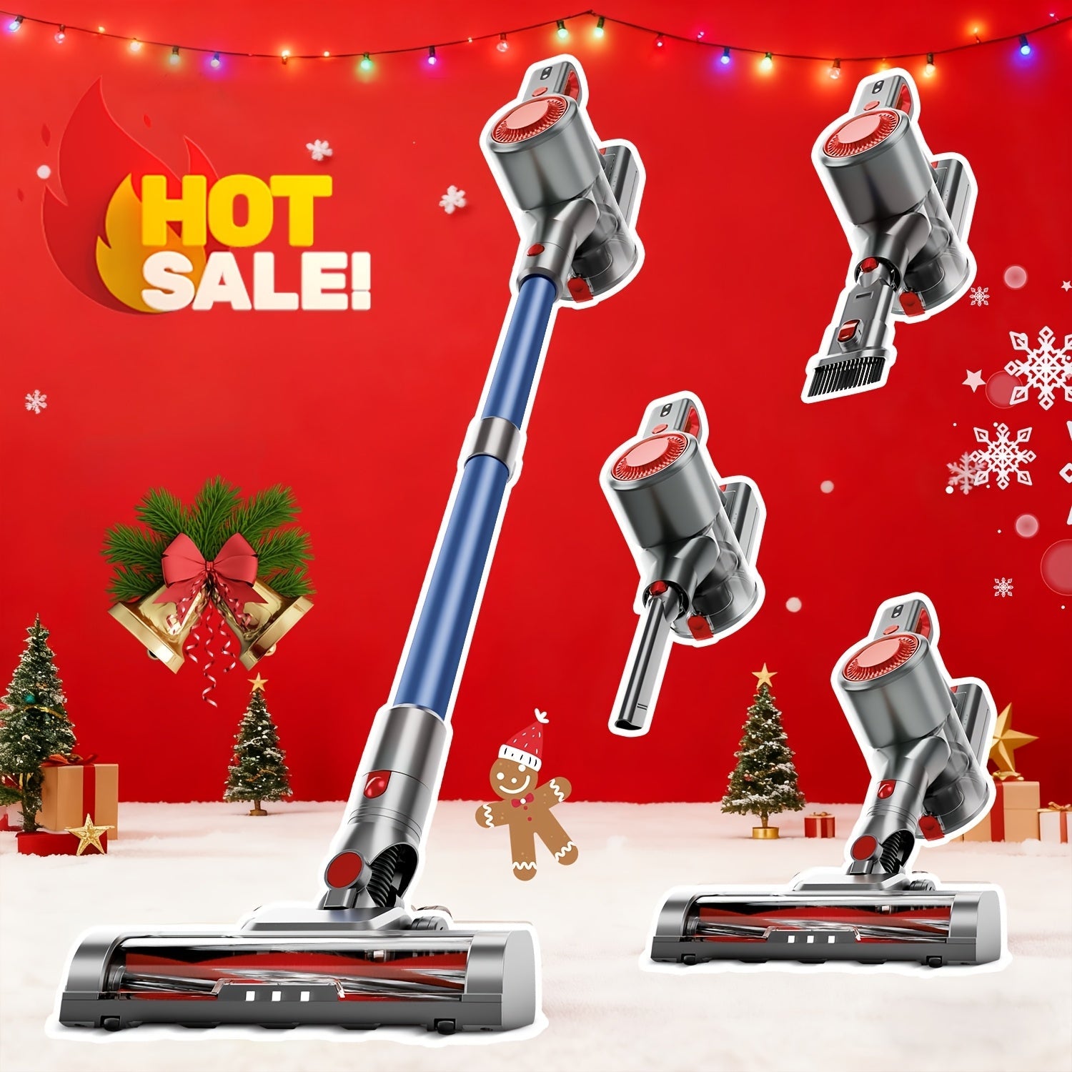 Vertical Vacuum Cleaner 55-70Kpa 3-Speed Adjustment with LED Floor Brush & Detachable Battery - 45 Min Runtime, Lightweight Handheld for Pet Hair, Carpet & Hard Floors, 7 Colors Available