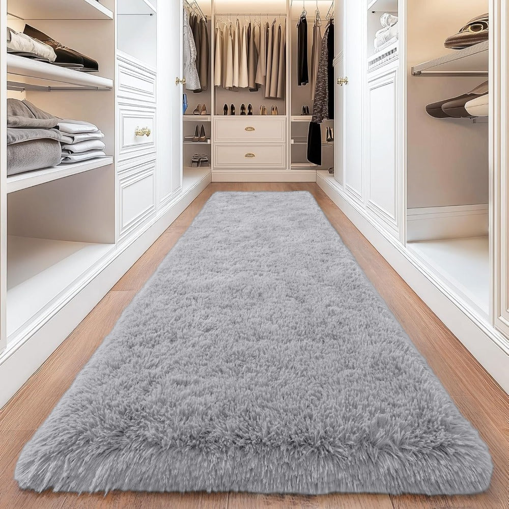 Shaggy Area Rug 4x6 - Soft Plush Non-Slip Indoor Carpet for Living Room Bedroom, Machine Washable Floor Mat in Navy White Beige Black Grey