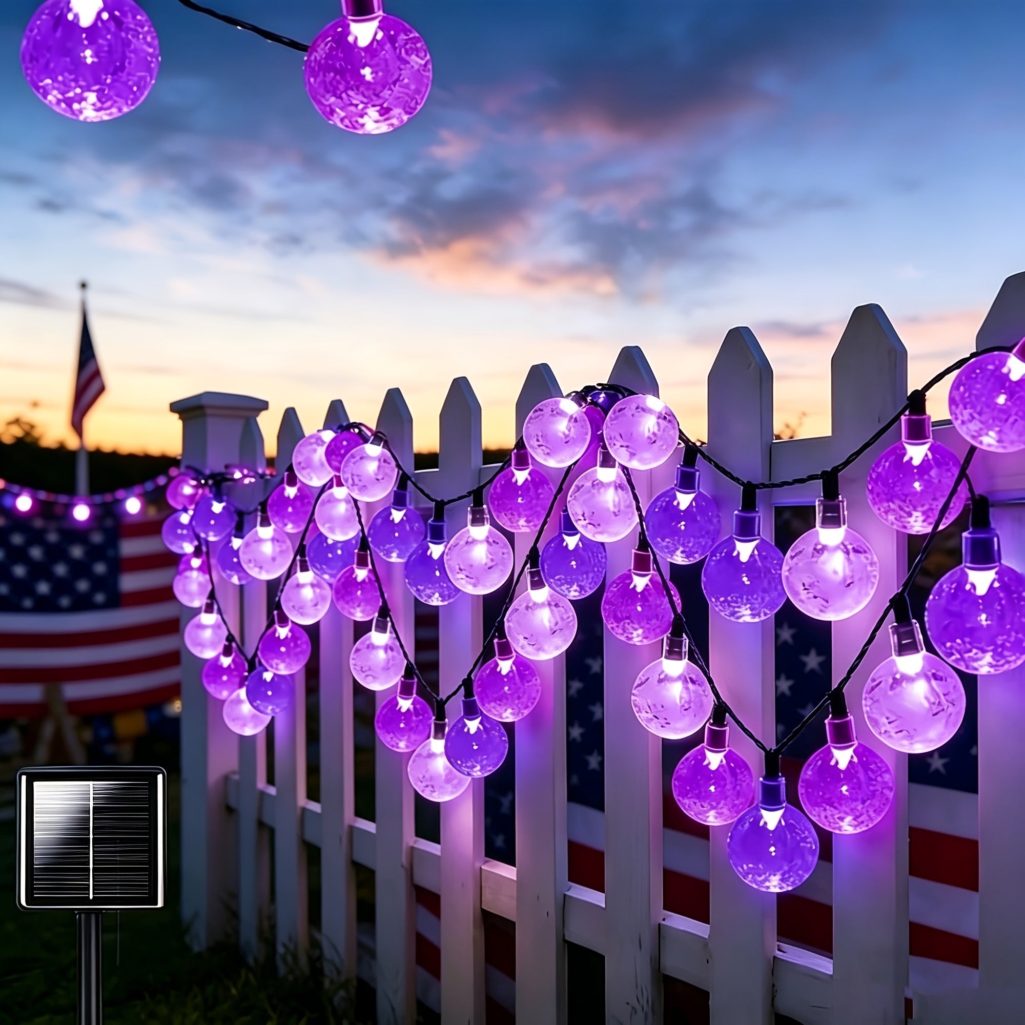 Crystal Ball String Lights 100 LED 39ft, Solar Bubble Ball Fairy Lights with 8 Lighting Modes ¡ª Outdoor Waterproof Decor for Christmas, Halloween, July 4th & Patio | Multi-Color Options