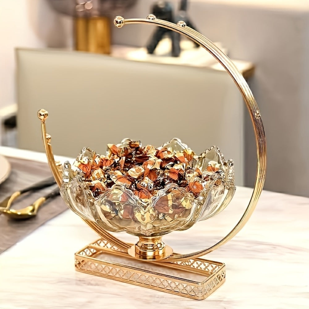 Glass Fruit Bowl Decorative Serving Tray - Modern Minimalist Centerpiece for Living Room, Dining & Kitchen | European Luxury Style Home Decor, Party Display for Thanksgiving, Christmas & New Year