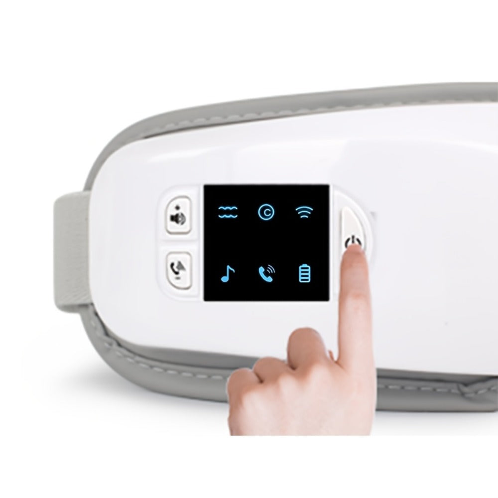 Eye Massager with Heat - 4D Intelligent Portable Eye Mask Massager with Pneumatic Compression, Vibration, Hot Compress & Music, Multiple Modes for Eye Strain Relief, Dry Eyes, Headache & Better Sleep