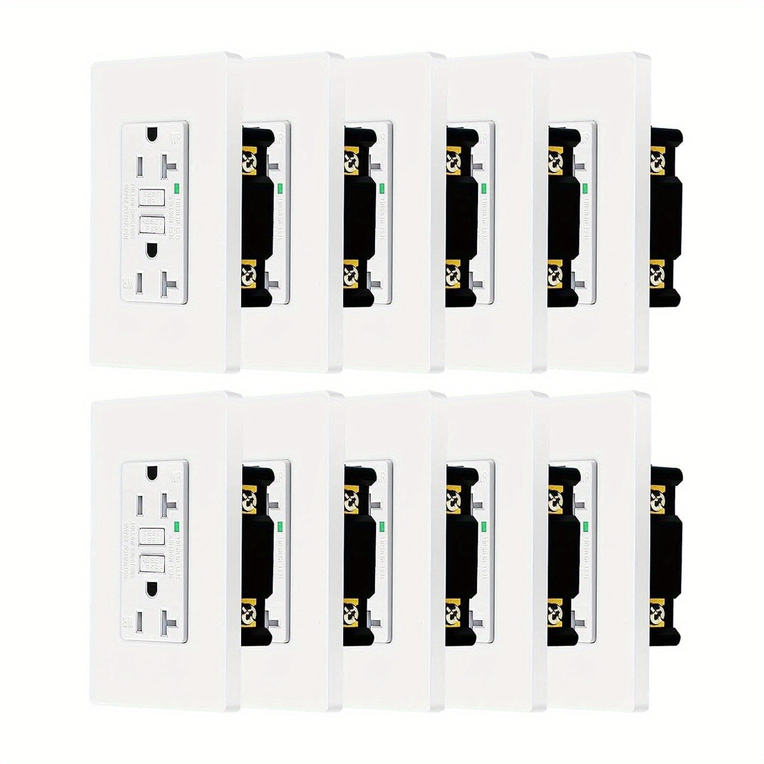 GFCI Outlet 20 Amp Tamper Resistant WR Weather Resistant with Wall Plate ETL Listed LED Indicator Test Reset Button Ground Fault Circuit Interrupter for Bathroom Kitchen Garage 2 4 6 10 20 Pack Black White