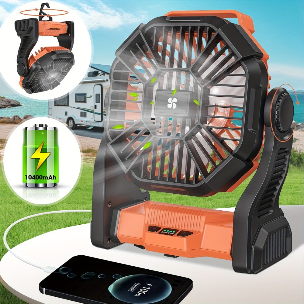 Camping Fan with LED Lantern, 3-in-1 Battery Powered Portable Fan Light for Tent Outdoor, Rechargeable Electric Fan with Timer 360¡ã Rotation, for Camping Hiking Barbecue Travel Emergency
