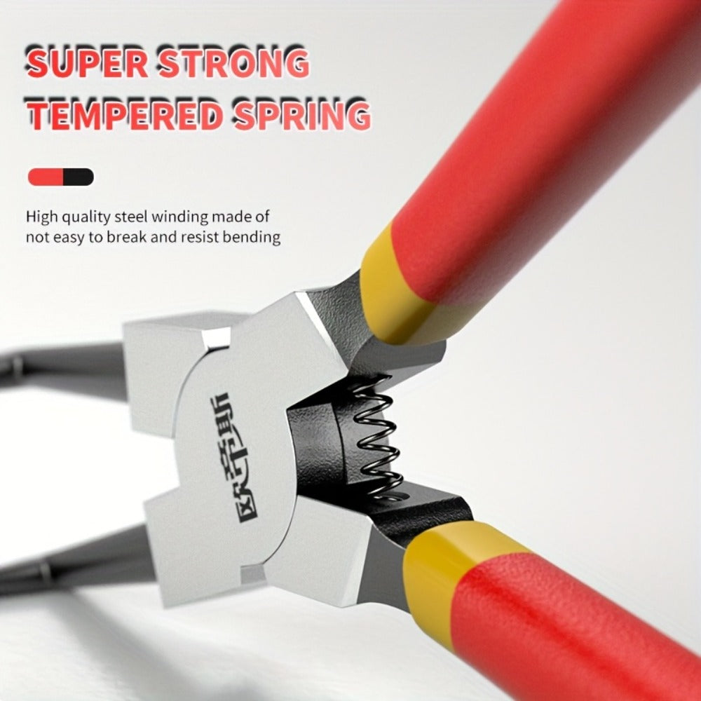 Snap Ring Pliers Set 4pcs - 7 & 9 Inch Straight Curved Jaw Internal External Circlip Pliers Spring Loaded Precision Retaining Ring Tool with Storage Box or Bag