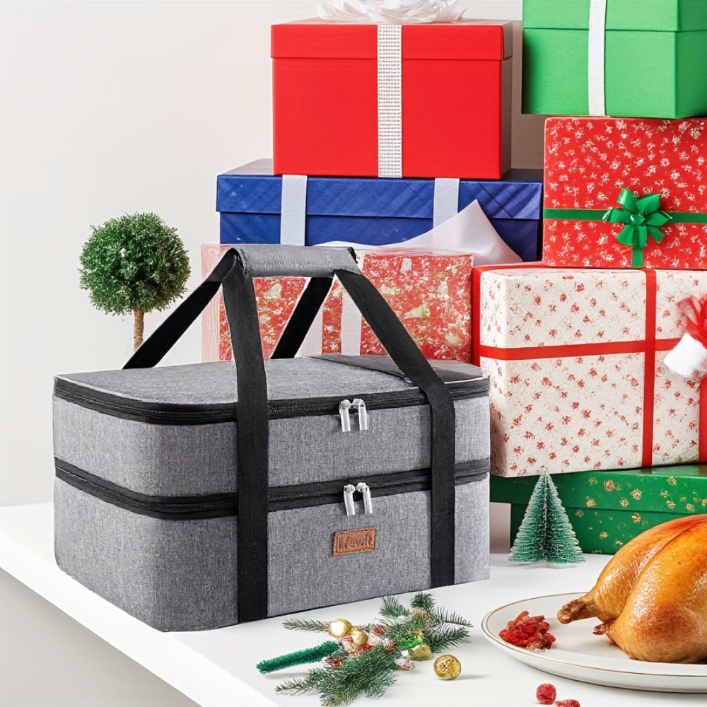 Insulated Casserole Carrier for Hot or Cold Food - Casserole Dish Carrying Case with Leak Proof Aluminum Foil Lining Fits 9x13 Baking Dish, Portable Food Warmer Bag for Potluck Picnic Cookout and Party, Single or Double Decker in 5 Colors