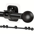 No-Drill Curtain Rod Set with Adhesive Brackets Renter Friendly 5/8 Inch Adjustable Window Drapery Pole for Bedroom Living Room Apartment Dorm Black Gold White 32-128 Inch