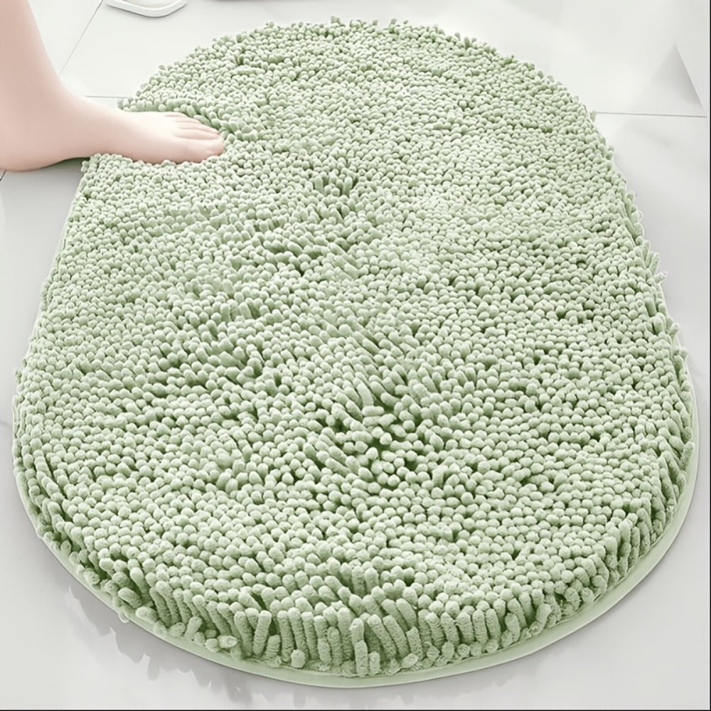 Chenille Bath Mat Non-Slip Super Absorbent Oval Bathroom Rug Soft Plush Carpet for Bathroom Kitchen Bedroom Entryway Indoor Outdoor Pet Dog Mat Machine Washable Multi-Color Multi-Size