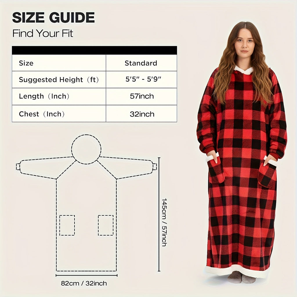 Oversized Wearable Blanket Hoodie Jacket ¨C 350-400gsm Thick Warm Suede Flannel, Hooded Pocket Lazy Coat for Women & Men, 5 Colors