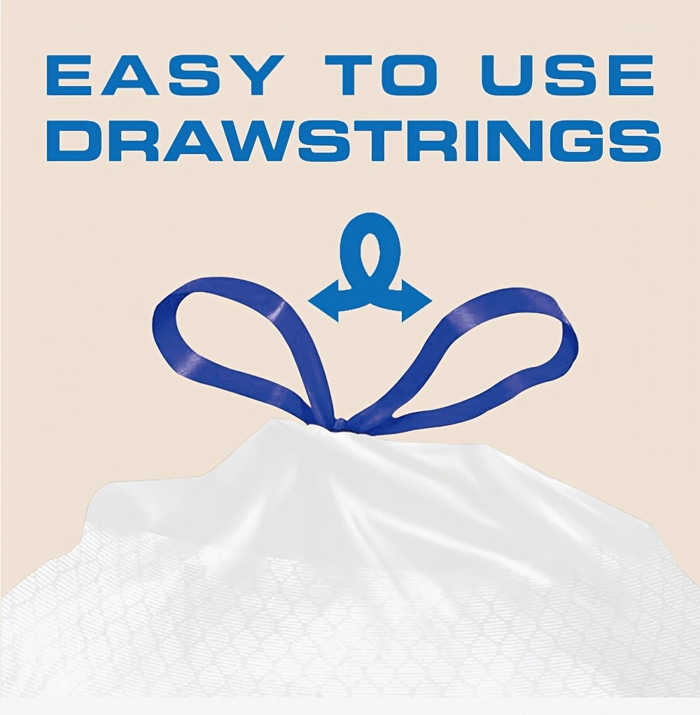 Drawstring Trash Bags with Odor Eliminator Technology ¨C Lemon Mint Scent, Puncture & Tear Resistant, 30 Gal (90 Bags) or 13 Gal (154 Bags) Kitchen Garbage Bags