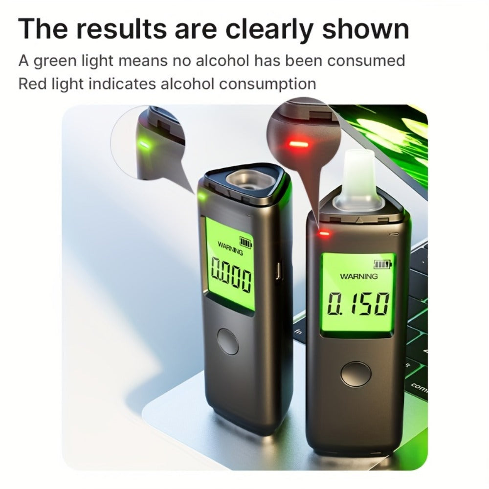 Breathalyzer Alcohol Tester 2-in-1 Rechargeable Dual Mode Blow Activated Digital BAC Tester for Personal Use Drunk Driving Prevention Portable Alcohol Meter