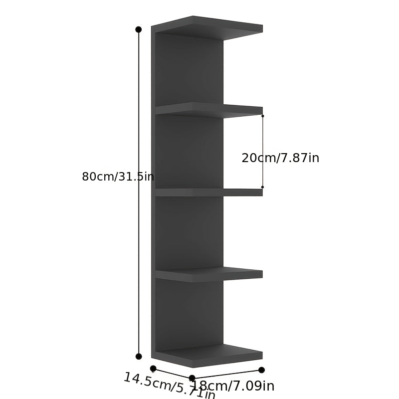 5-Tier Floating Wall Shelf Wall-Mounted Storage Rack 31.5¡± - Space Saving Display Shelves for Bedroom Living Room Oak Finish Easy Install Thickened Suspended Wall Organizer
