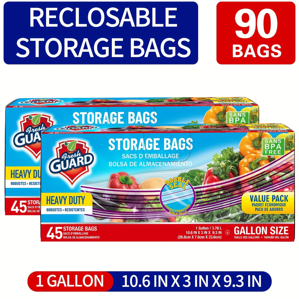 Reclosable Food Storage Bags Heavy Duty Ziplock Seal Fresh-Keeping Bags for Fruits Vegetables Grains Meat Kitchen Organizer Multiple Sizes 0.25 Gal 1 Gal 2 Gal