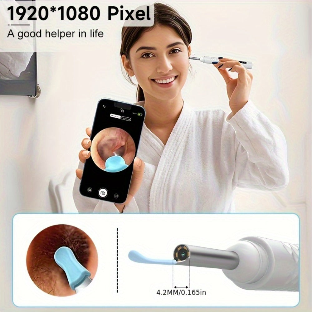 Ear Cleaning Camera Kit 1080P HD Rechargeable Lithium Battery ¨C 6 Ear Spoons, Ear Tweezers, Visual Ear Wax Removal Tool Compatible with All Smartphones for Adults Safe Home Ear Care