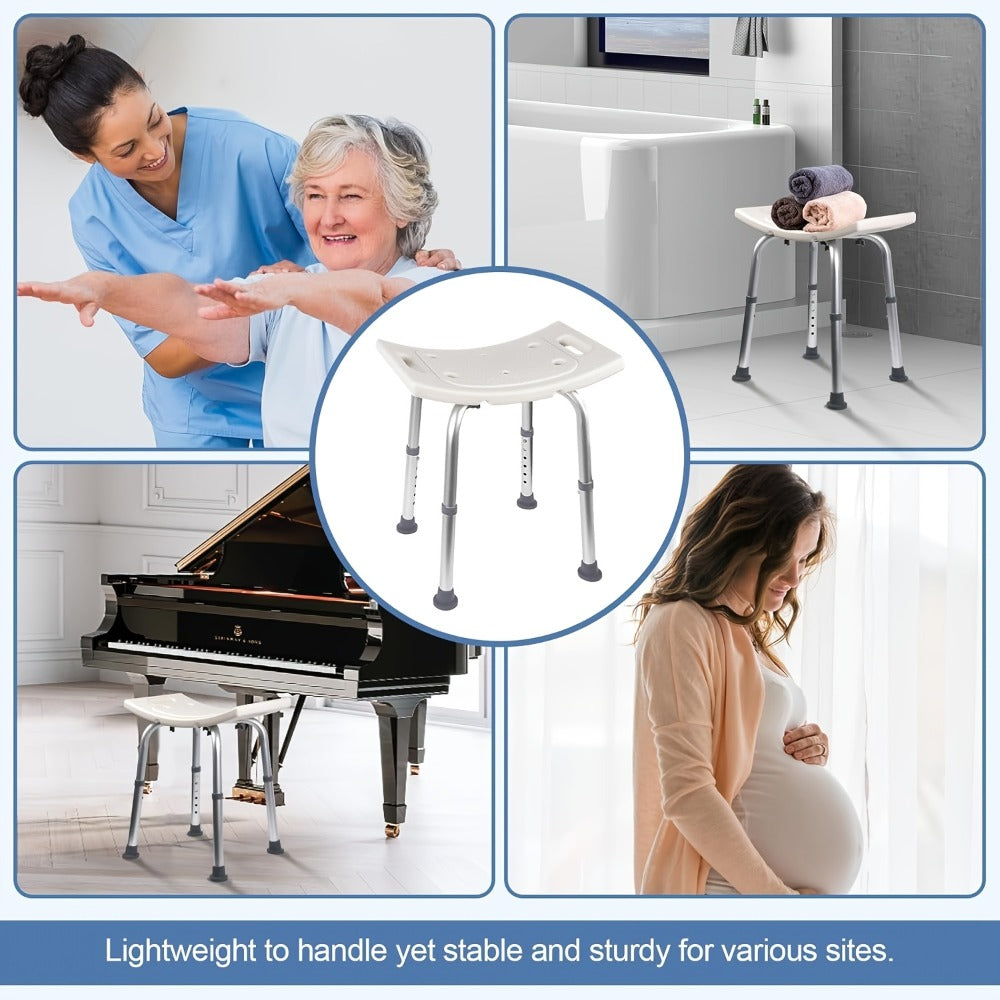 Shower Bench with Suction Feet ¨C Adjustable Non-Slip Bath Stool, 350 LBS Capacity, Rust-Proof Aluminum, Medical Grade Bath Seat for Seniors, Adults & Disabled, Fits Showers & Tubs