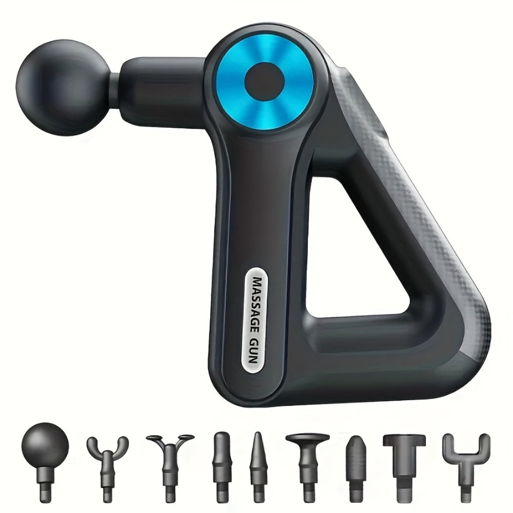 Massage Gun Deep Tissue Percussion Massager Portable | 9 Attachments 9 Speed Settings Muscle Relief Fatigue Recovery Pain Alleviation | Compact Handheld Body Massager for Athletes Gym Home Office | Blue Black Golden Black