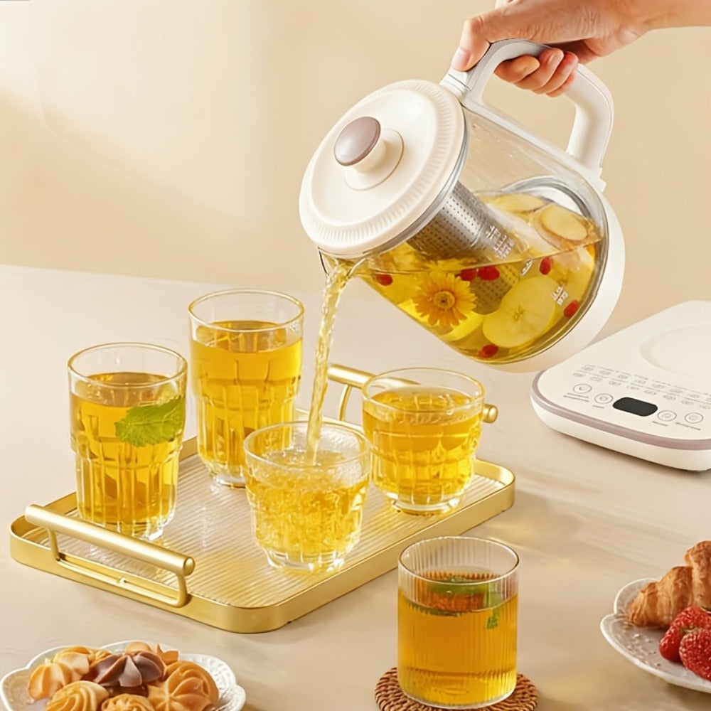 Electric Glass Kettle 1.8L with 18 Functions Removable Filter Multi-Functional Health Pot US Plug Thickened Borosilicate Glass