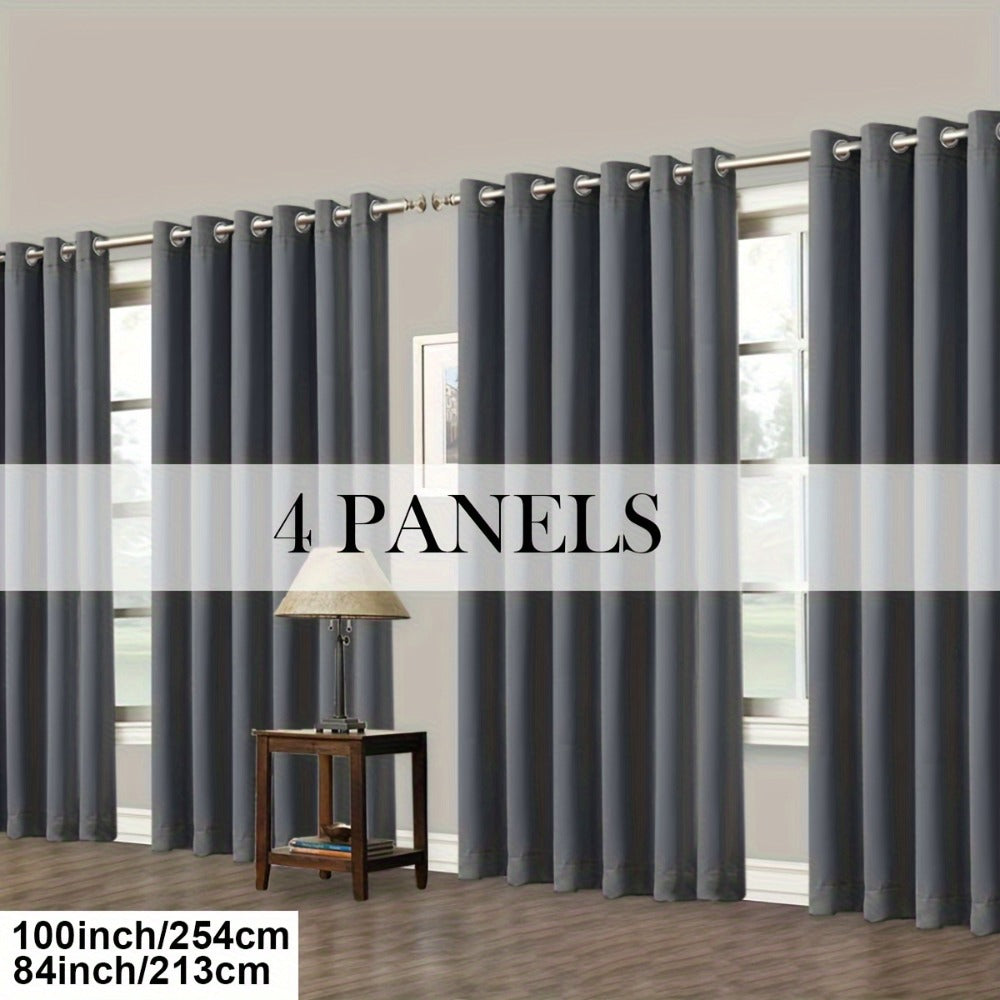 Blackout Curtains Grommet Top Room Darkening Window Drapes 4 Panels Set Living Room Bedroom