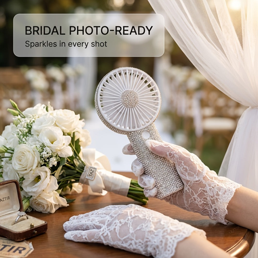 Mini Handheld Fan USB Rechargeable, Diamond-Style Portable Personal Fan with Long Battery Life, Compact Small Fan for Travel, Outdoor, Desk, Wedding, Valentine's Day and Mother's Day Gift