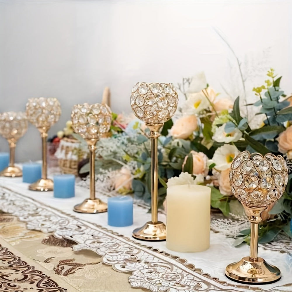 Crystal Candelabra Centerpiece ¨C Gold & Silver Taper Candle Holders for Wedding, Anniversary, Candlelit Dinner, Birthday & Party Table Decor, Home & Hotel Decoration, 3-Pack & 6-Pack (Candles Not Included)