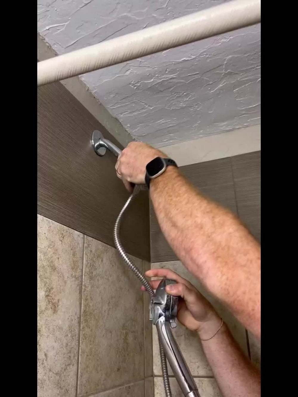 High Pressure Rainfall Shower Head Handheld Combo 4-Spray Modes 10 12 Inch Adjustable Extension Arm 78-Inch Hose Adhesive Holder Wall Mount Chrome Black Bathroom