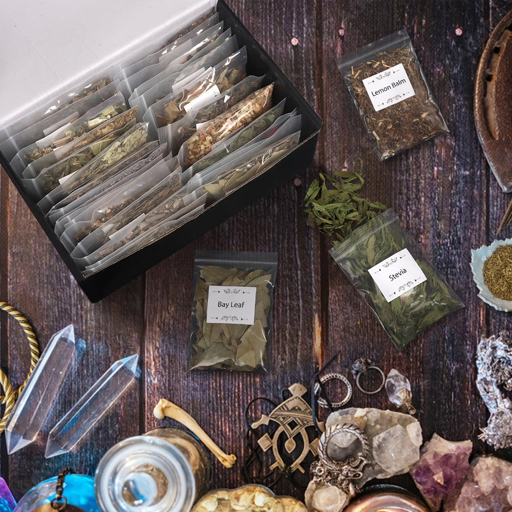 Dried Herbs & Flowers Magic Supplies Kit 40 Pack ¨C Witch Starter Set for Rituals, Spells, Candle & Soap Making, Pagan Altar, Halloween & Christmas Gift, Party Favors, Home Decor