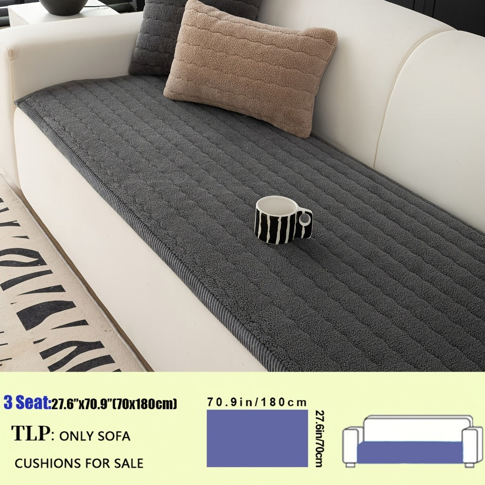 Plush Sofa Cover Bohemian Style Thickened Short Plush Non-Slip Machine Washable Pet Friendly Sofa Slipcover for Living Room Bedroom Office - Armrest Pad to 4 Seater