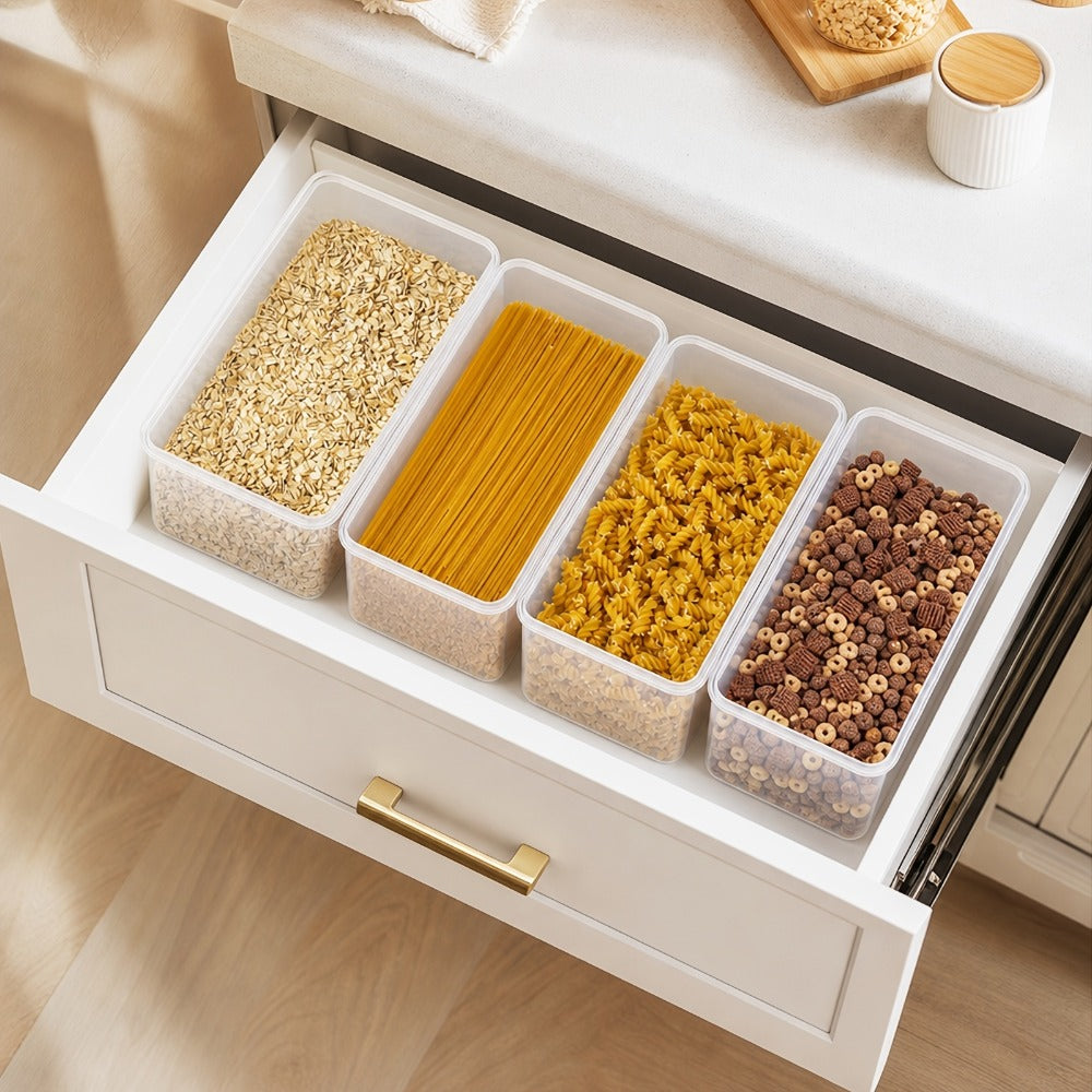 Pantry Storage Containers 4-Pack Airtight with Lids 108oz BPA-Free Plastic Spaghetti Pasta Organizer Gull-Wing Lock Kitchen Pantry Organization Fridge Freezer Safe