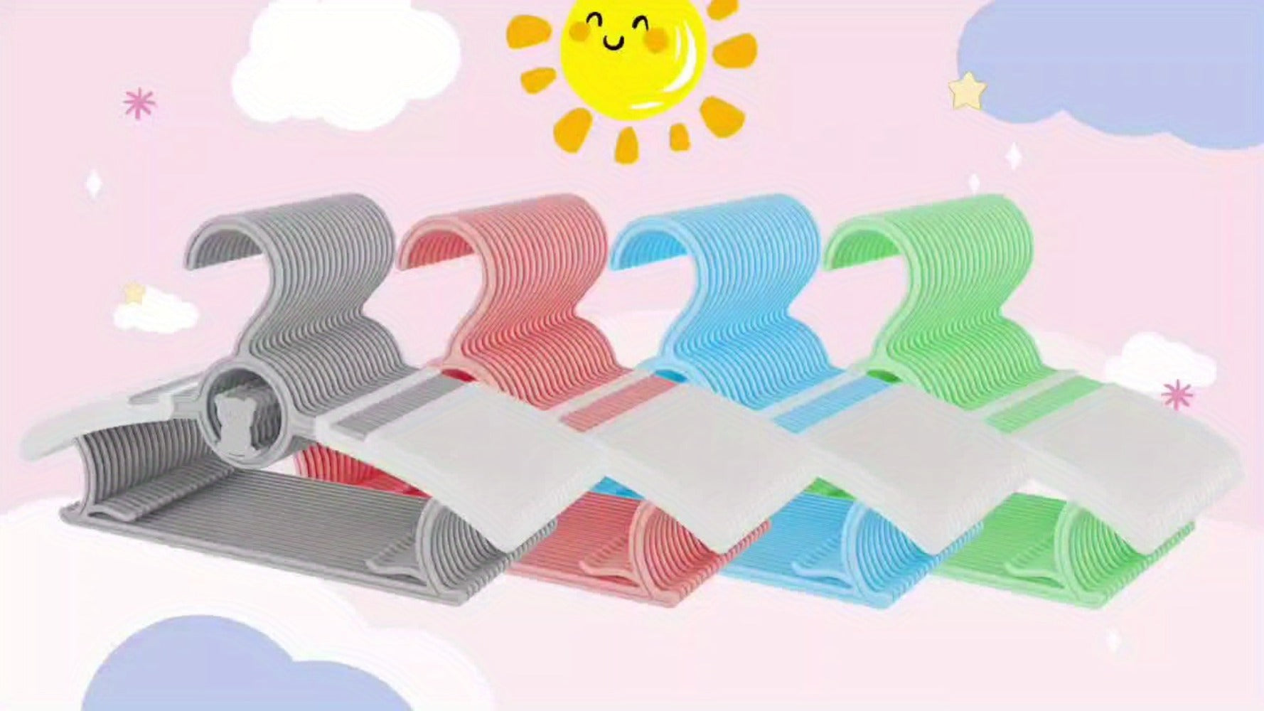 Baby Clothes Hangers Non-Slip Adjustable 11-14 Inch Kids Hangers Space Saving Stackable Toddler Infant Closet Hangers for Nursery Bedroom Wardrobe Organization