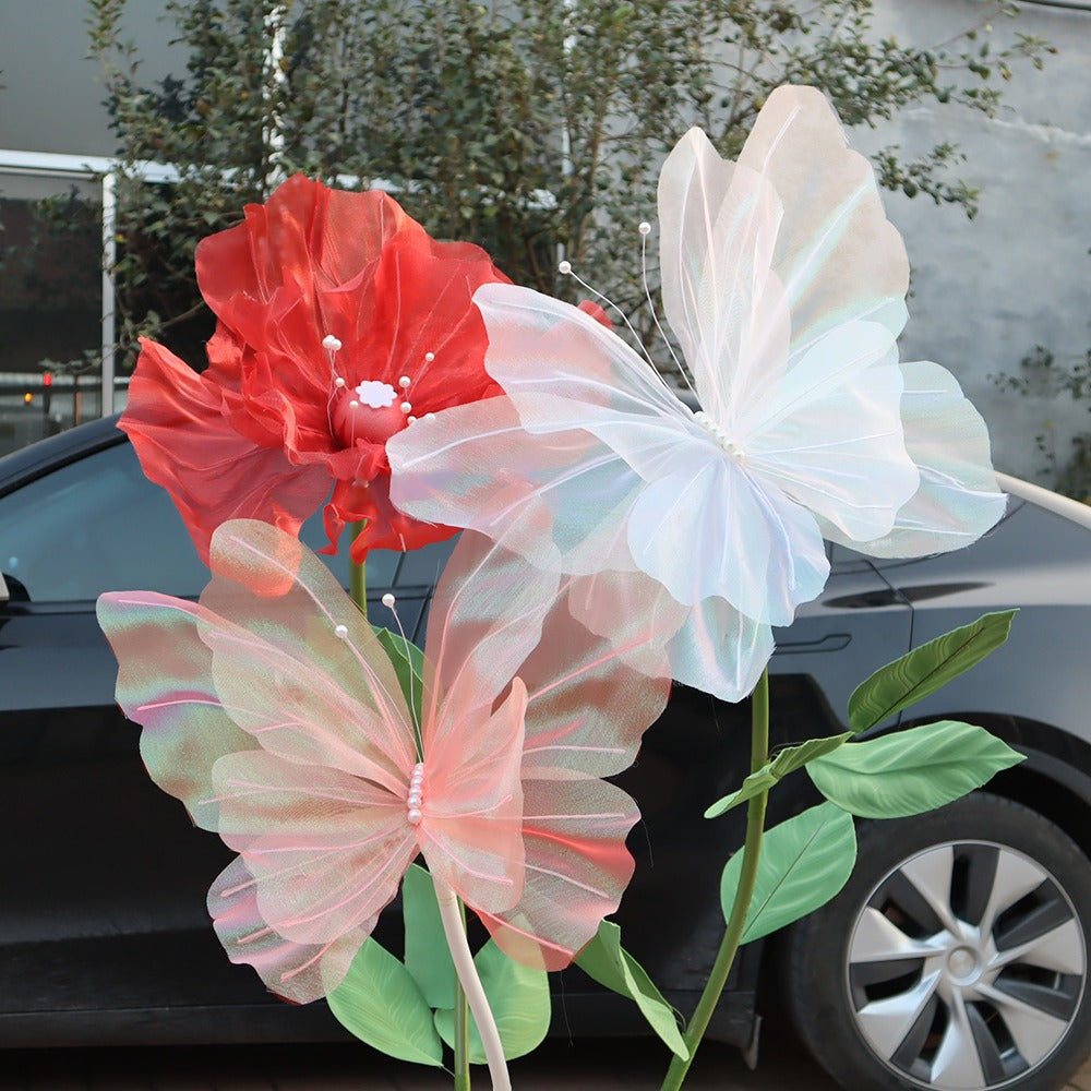 3D Artificial Butterfly Decorations 2pcs ¨C Realistic Featherless Fake Butterflies for Wedding, Home, Garden & Party Decor | No Electricity Required | All-Season Indoor Outdoor Holiday Accent