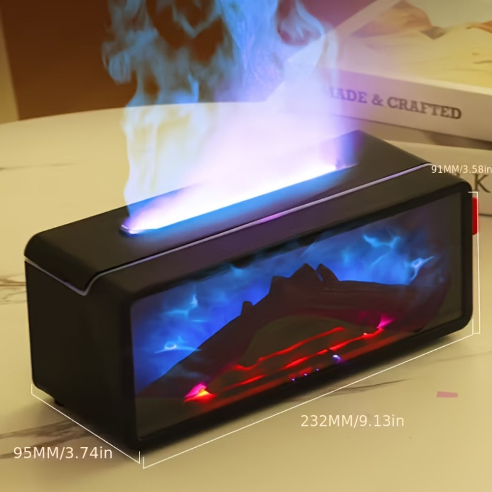 Electric Fireplace Humidifier 3D Flame Effect Aroma Diffuser 2-in-1 Cool Mist Humidifier with Flickering Flame Night Light Silent for Living Room Bedroom Office Christmas Valentine Gift