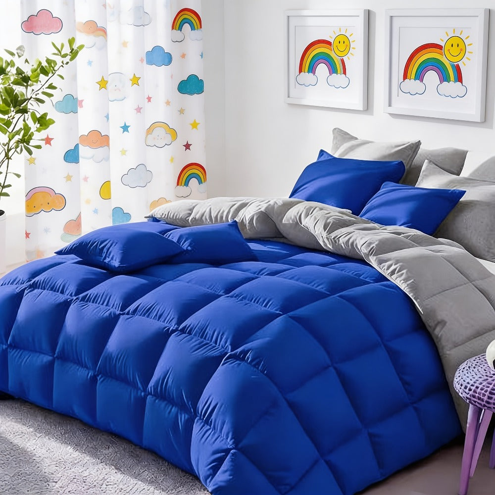 Comforter Set 7 Piece Bed in a Bag Full Queen King Soft Satin-Like Fabric with Fitted Sheet Flat Sheet Pillowcases Breathable Bedding Set for Bedroom Hotel