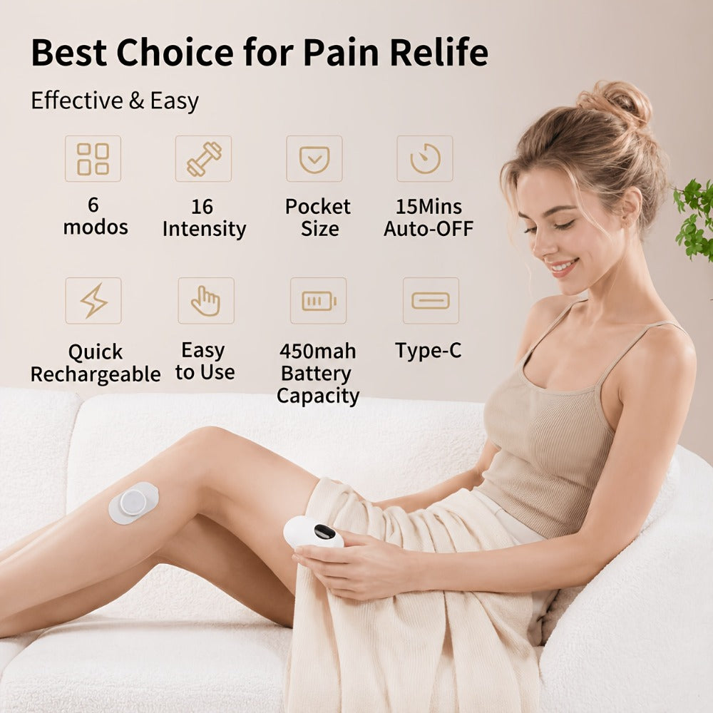 TENS EMS Muscle Stimulator Cordless Rechargeable ¨C 6 Modes 16 Intensity Levels, Wireless Pain Relief Device for Back, Neck, Shoulder & Leg, Portable Full Body Therapy Massager with Charging Case