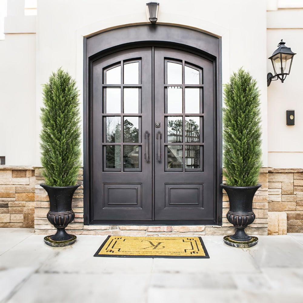 Artificial Cedar Topiary Trees 2 Pack UV Resistant Faux Greenery for Indoor Outdoor Patio Garden Office Entryway Decor 4FT 5FT 6FT