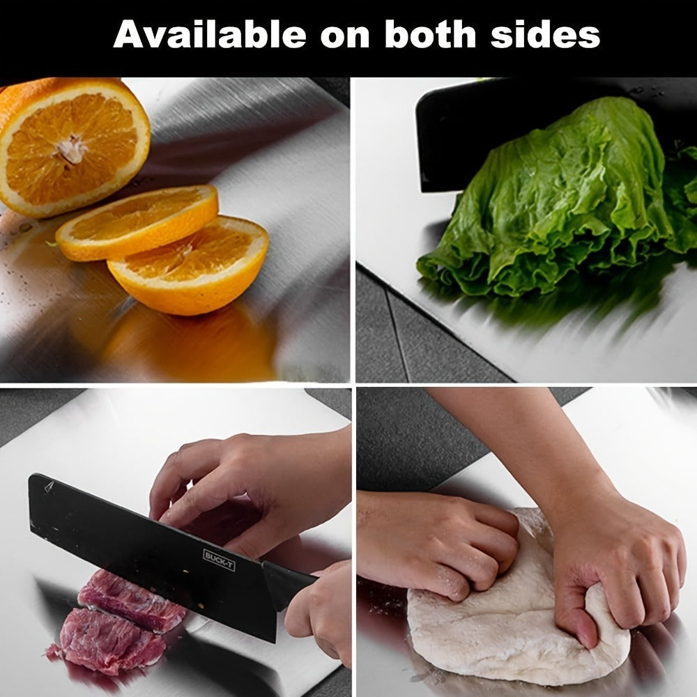 Stainless Steel Cutting Board Dual-Sided 9x13 Inch ¨C Non-Slip Kitchen Chopping Board for Meat Vegetables Fish, Compact Design for RV Small Kitchen Home Chef
