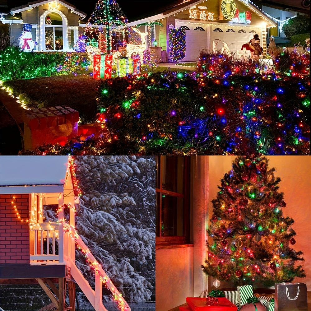 500 LED Christmas String Lights 170 Feet ¨C 8 Lighting Modes with Memory Plug, Transparent Wire Outdoor Lights for Christmas Tree, Party, Balcony & Holiday Decoration ¨C Warm White & Multicolor